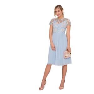 Ice Blue Floral Lace
Chiffon Dress Chi Chi London Size XS